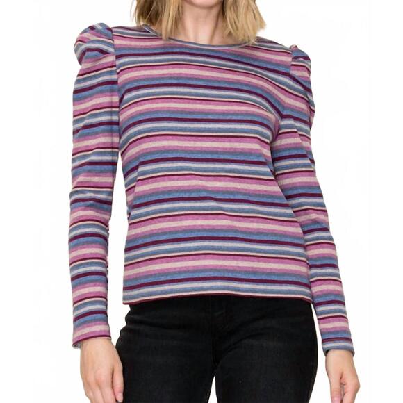 STACCATO Tops - NEW STACCATO striped puffed long sleeve top in purple multi